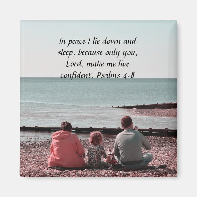 Imã Repouso pacífico - Design Inspiracional Psalm 4:8 (Frente)