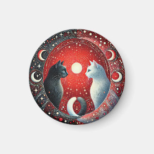 Imã Representação Artística de Gatos Yin e Yang