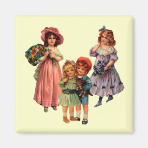 Imã Reprodução Vintage Art Victorian Children Magnet