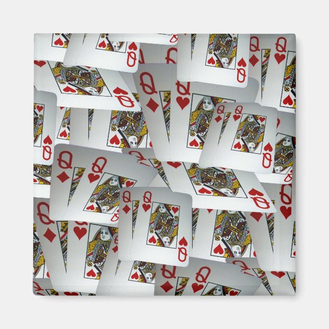 Imã Reproduzindo Design de Queens de Poker, (Frente)