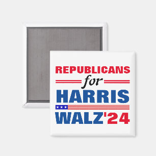 Imã Republicanos por Harris Walz Red Blue