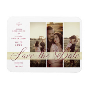 Ímã Reserva La Fecha Simple Elegant Script 3 Fotografi