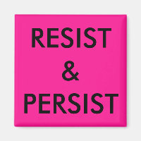 Resiste e persiste, texto negro em negrito em rosa