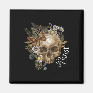 Imã Resistência Sutil Anti-Trump Caveira Floral Botâni