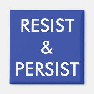 Imã Resistir e persistir texto branco no ímã azul