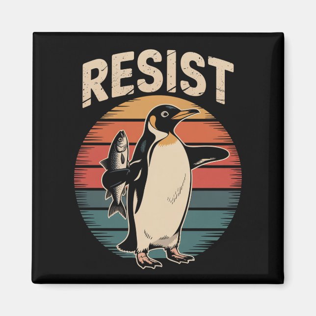 Imã Resistir Pinguins Ativismo Protesto Tarifas Retro (Frente)