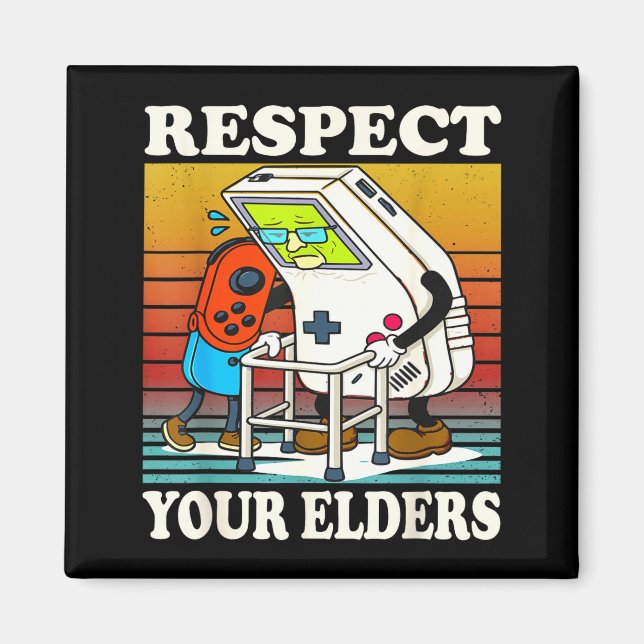 Imã Respect Your Elders Gaming Control 80s Retro Funny (Frente)