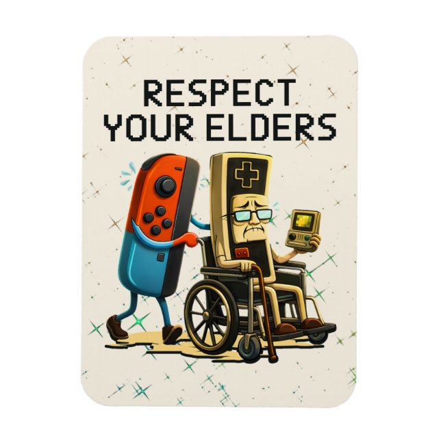 Ímã Respect Your Elders Gaming Control Retro Funny (Vertical)