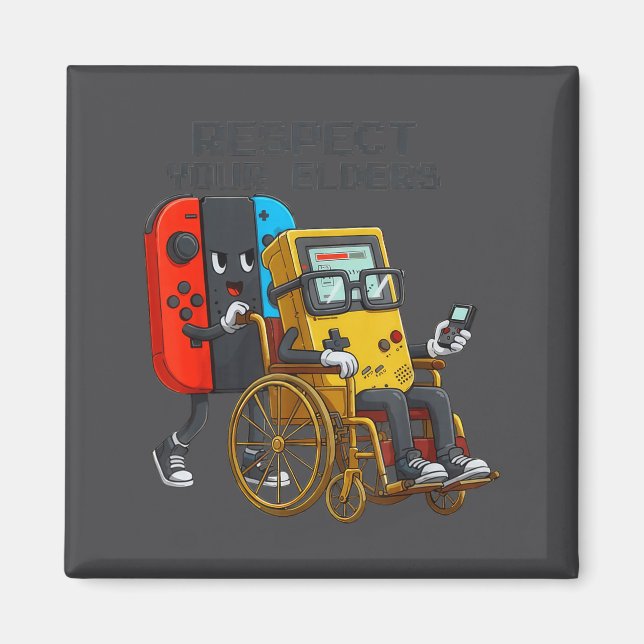 Imã Respect Your Elders Gaming Control Retro Funny Gam (Frente)