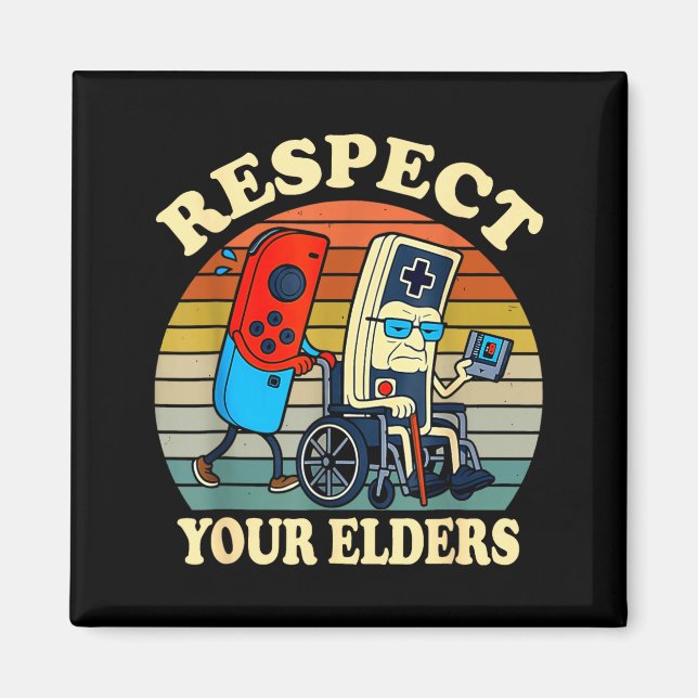 Imã Respect Your Elders Retro Gaming Funny Gamer Contr (Frente)