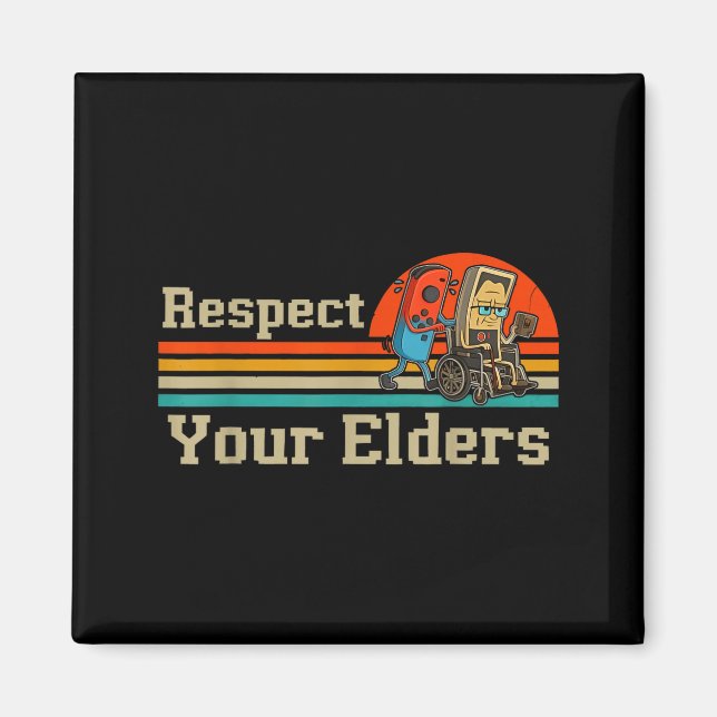 Imã Respect Your Elders Retro Gaming Funny Gamer Contr (Frente)
