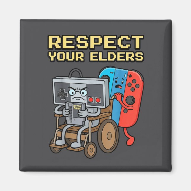 Imã Respect Your Elders Retro Gaming Funny Gamer Contr (Frente)