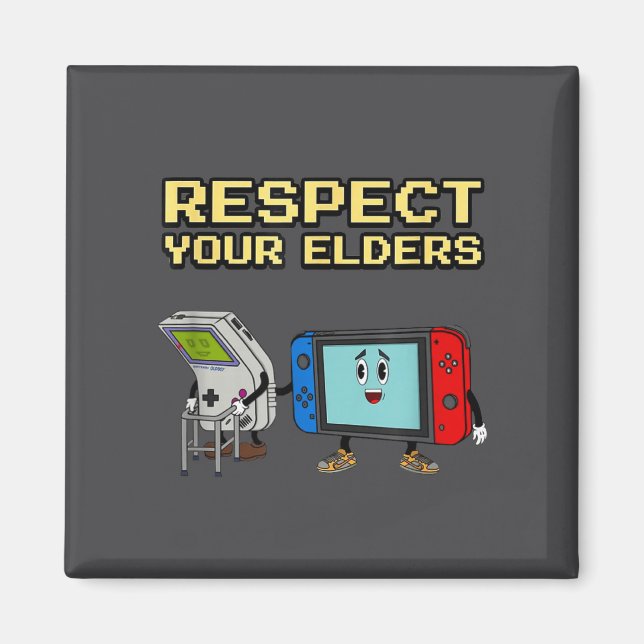 Imã Respect Your Elders Retro Gaming Funny Gamer Contr (Frente)