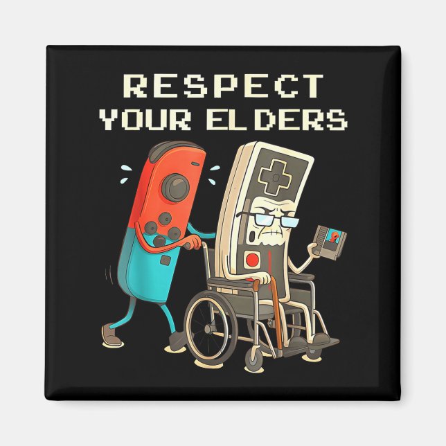 Imã Respect Your Elders Retro Gaming Funny Gamer Contr (Frente)