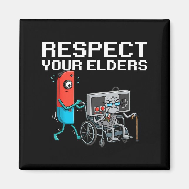 Imã Respect Your Elders Retro Gaming Funny Gamer Contr (Frente)
