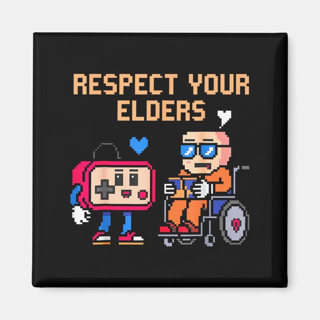 Imã Respect Your Elders Retro Gaming Funny Gamer Contr (Frente)