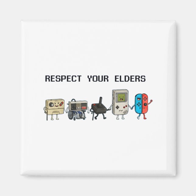 Imã Respect Your Elders Retro Gaming Funny Gamer Contr (Frente)