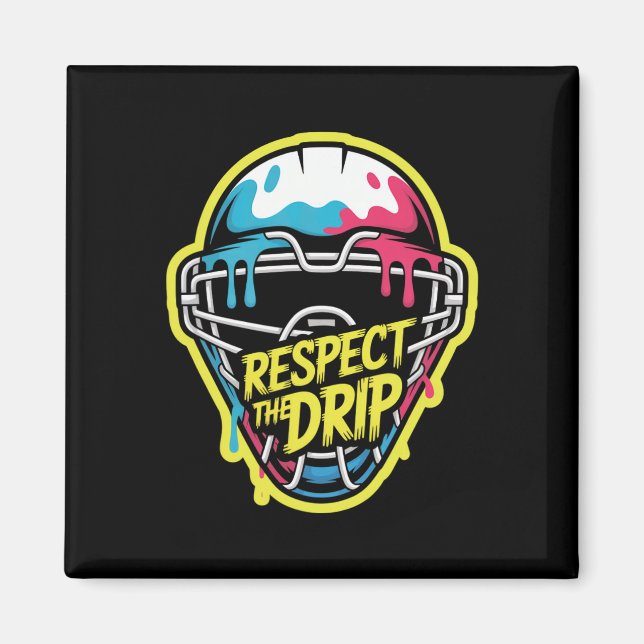 Imã Respeite A Máscara De Goleiro De Hóquei Drip Hóque (Frente)