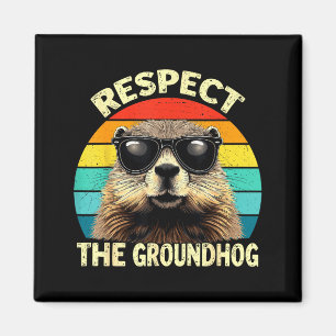 Imã Respeite o Amante do Groundhog Vintage Animal Grou