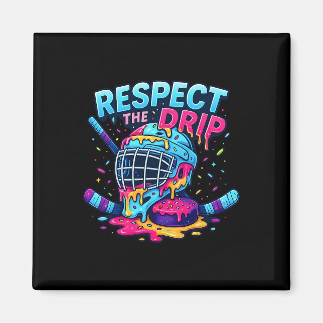 Imã Respeite O Drip Stick De Hóquei No Gelo E Puck Dri (Frente)