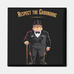 Imã Respeite O Groundhog Engraçado Woodchuck E Marmota