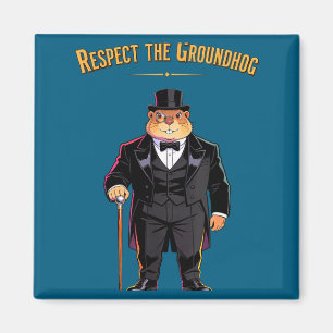 Imã Respeite O Groundhog Engraçado Woohuck E Marmota D