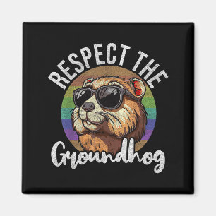 Imã Respeite O Groundhog Retro Engraçado Dia Do Ground