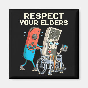 Imã Respeite os idosos jogando retro engraçado control