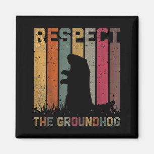 Imã Respeito Retro O Groundhog Woodchuck Animal Chão