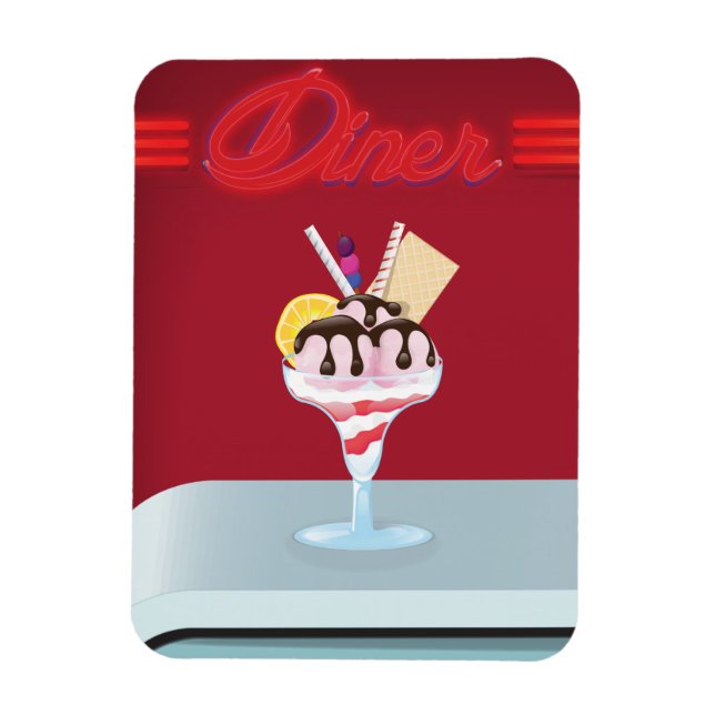 Ímã Restaurante de sorvetes Vintage Diner. (Vertical)