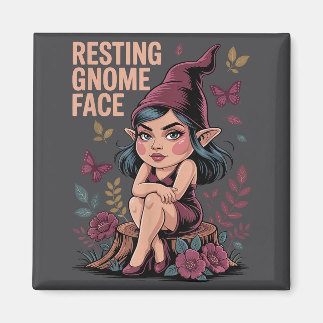 Imã Resting Gnome Face Cute Funny Christmas Kawaii Car (Frente)