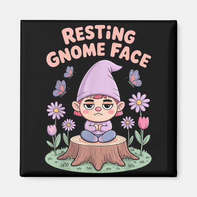 Imã Resting Gnome Face Cute Funny Christmas Kawaii Car (Frente)