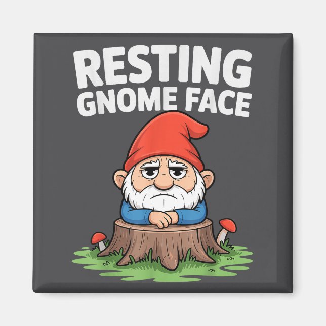 Imã Resting Gnome Face Cute Funny Christmas Kawaii Car (Frente)