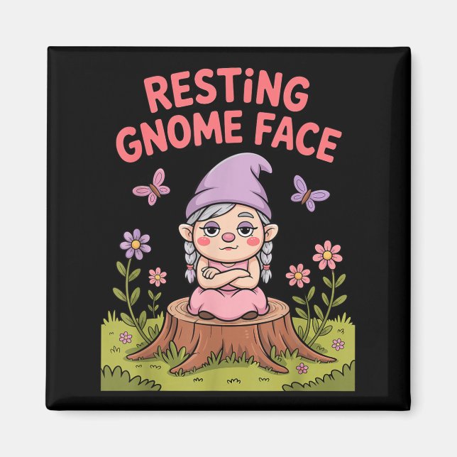 Imã Resting Gnome Face Cute Funny Christmas Kawaii Car (Frente)