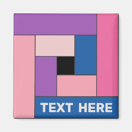 Imã Retângulos Geométricos (ver 1) com Qualquer Texto