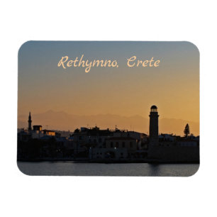 Ímã Rethymno Crete Cityscape Sunset Magnet