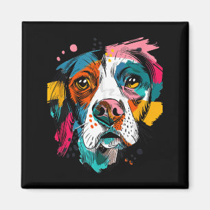 Imã Retrato Abstrato de Cachorro Face de Cachorro Vibr