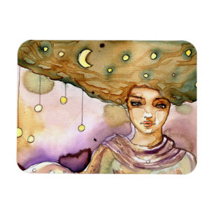 Ímã Retrato abstrato e mulher bonito