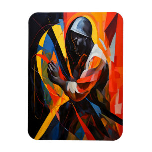 Ímã Retrato abstrato em cores vibrantes Arte moderna