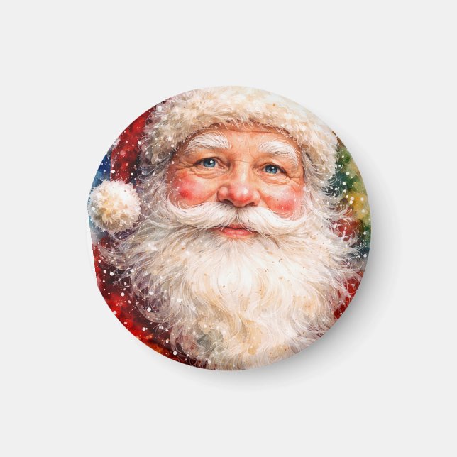 Imã Retrato Alegre do Papai Noel de Natal (Frente)