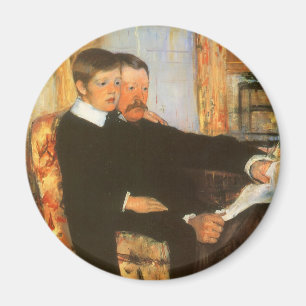 Imã Retrato Antigo de Pai e Filho por Mary Cassatt