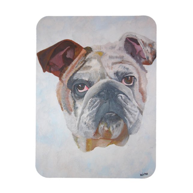 Ímã Retrato Artístico Do Bulldog Americano (Vertical)