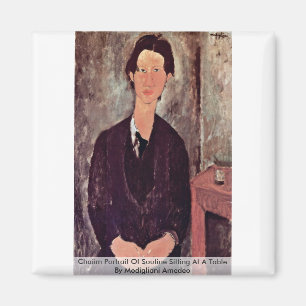 Imã Retrato Chaiim De Soutine Sentado Em Uma Mesa