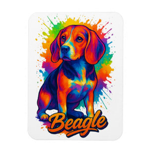Ímã Retrato Colorido de Beagle em Pop Art – Retrato Vi