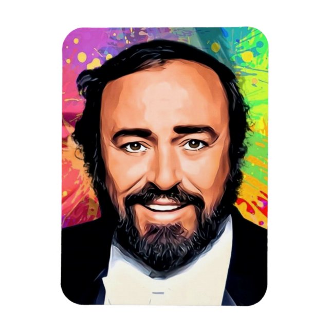Ímã Retrato Colorido Luciano Pavarotti (Vertical)