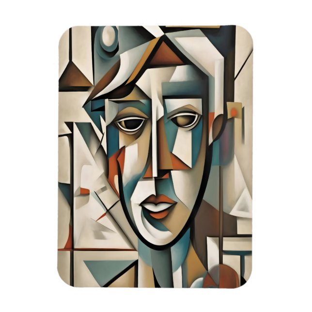 Ímã Retrato Cubista Moderno - Abstrato Art (Vertical)
