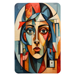 Ímã Retrato Cubista Moderno Impressão de Arte Geométri
