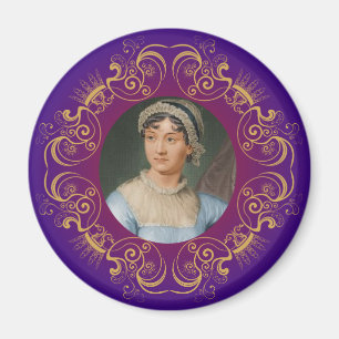 Imã Retrato da cor de Jane Austen no quadro Dourado do