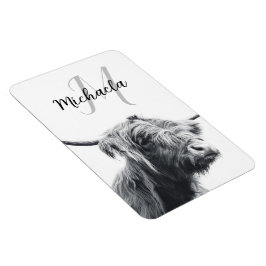 Ímã Retrato da vaca em terras altas monograma inicial