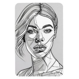 Ímã Retrato de Arte de Linha Monocromática abstrato